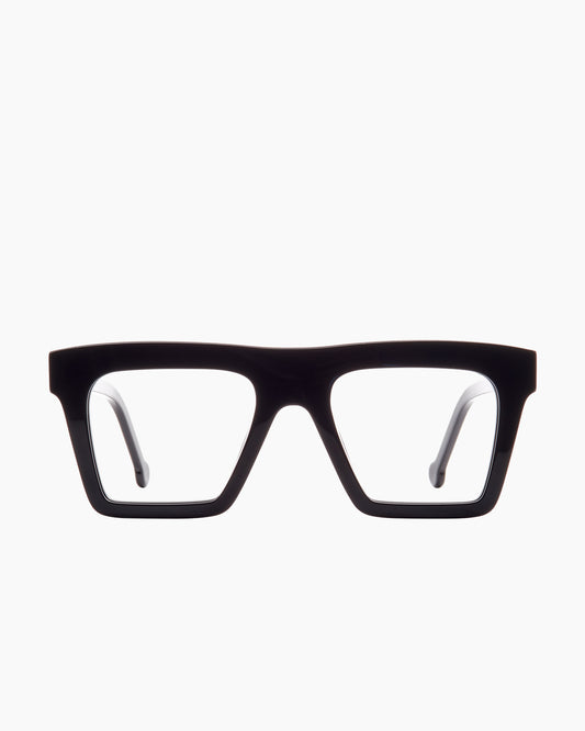 black plastic rectangle eyeglasses by Marie-Sophie Dion model Bond, front view, lunettes de vue rectangle couleur Noir