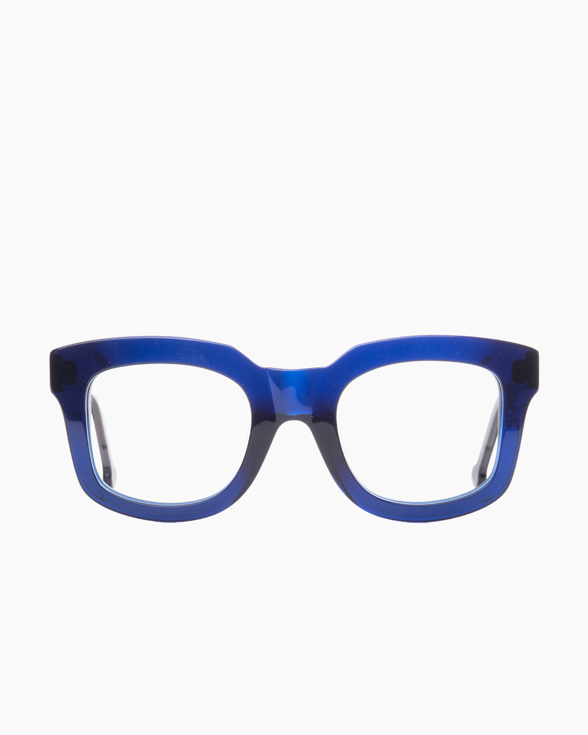 blue plastic rectangle eyeglasses by Marie-Sophie Dion model Jacques, front view, lunettes de vue rectangle couleur bleu