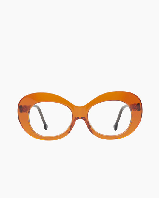 orange plastic oval eyeglasses by Marie-Sophie Dion model Morin, front view, lunettes de vue ovale couleur Orange