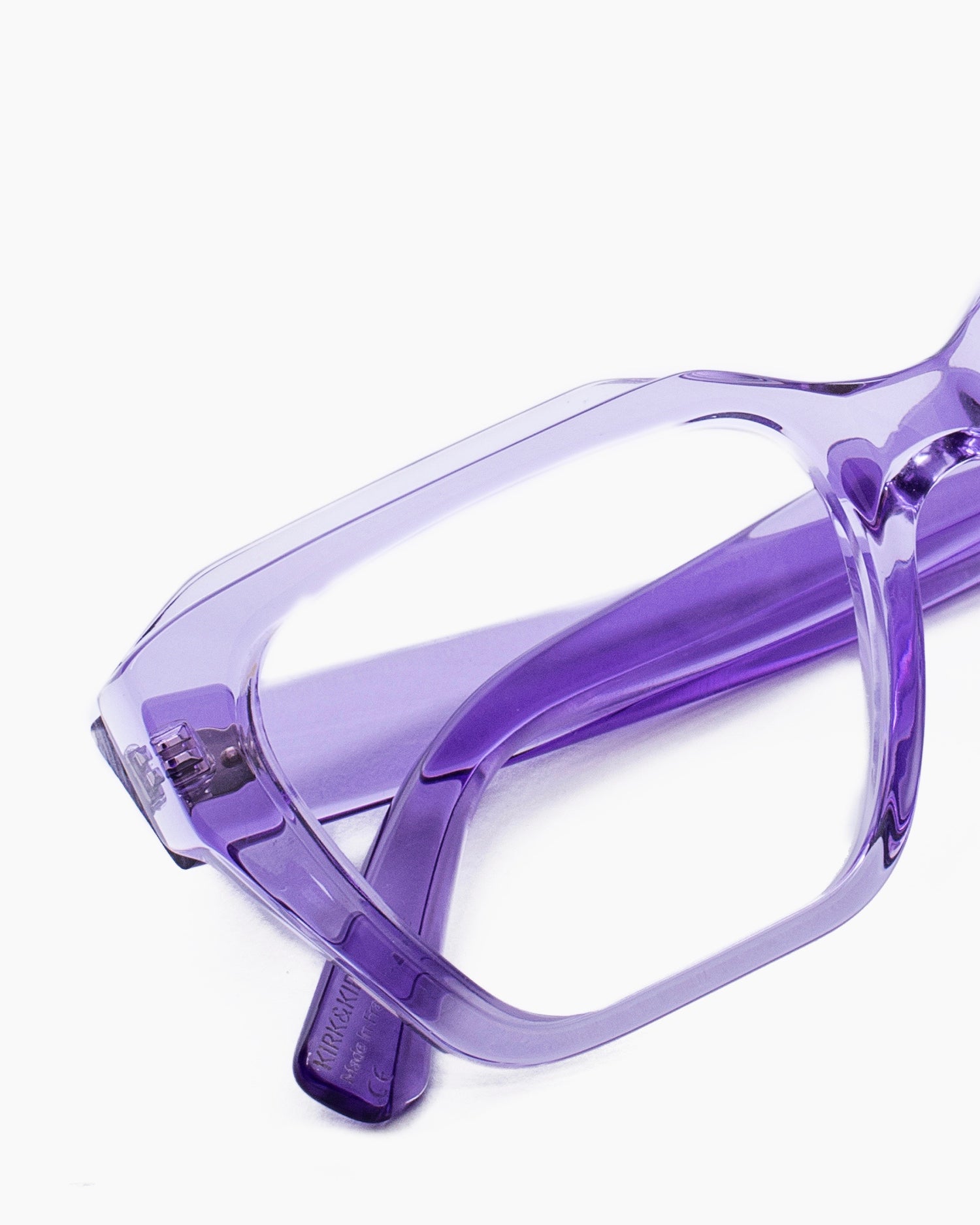 purple plastic rectangle eyeglasses by Kirk&Kirk model Neville, front view, lunettes de vue rectangle couleur violet
