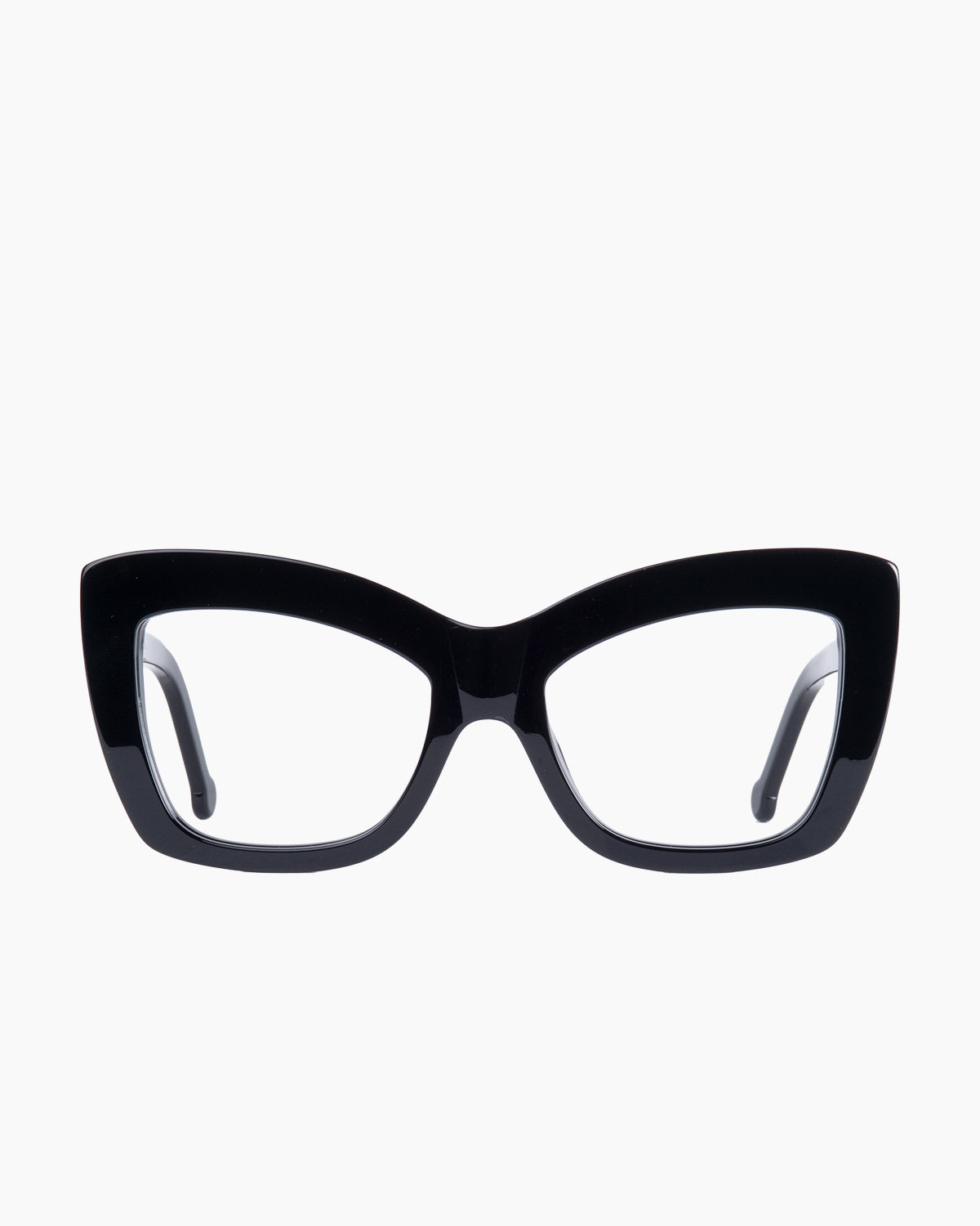 black plastic butterfly eyeglasses by Marie-Sophie Dion model Harper, front view, lunettes de vue papillon couleur Noir