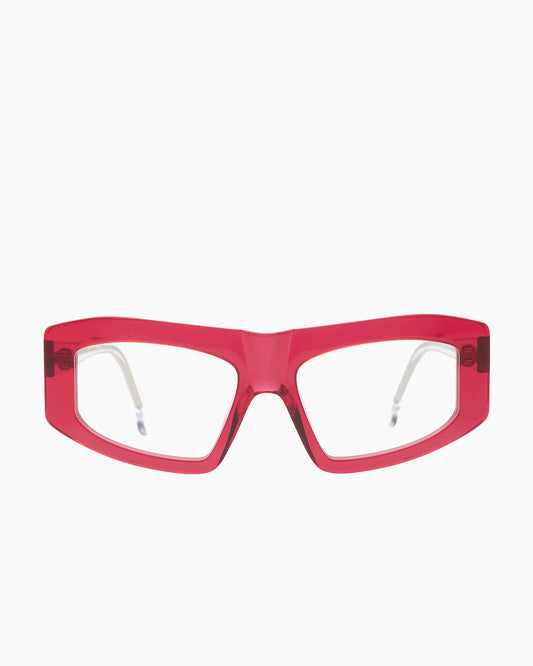 pink plastic rectangle eyeglasses by Marie-Sophie Dion model Marquis, front view, lunettes de vue rectangle couleur Rose