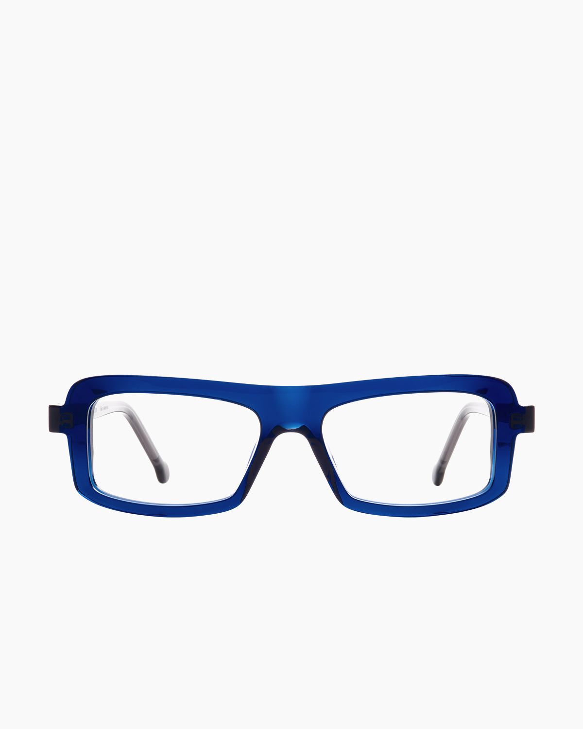 blue plastic rectangle eyeglasses by Marie-Sophie Dion model Antonelli, front view, lunettes de vue rectangle couleur bleu