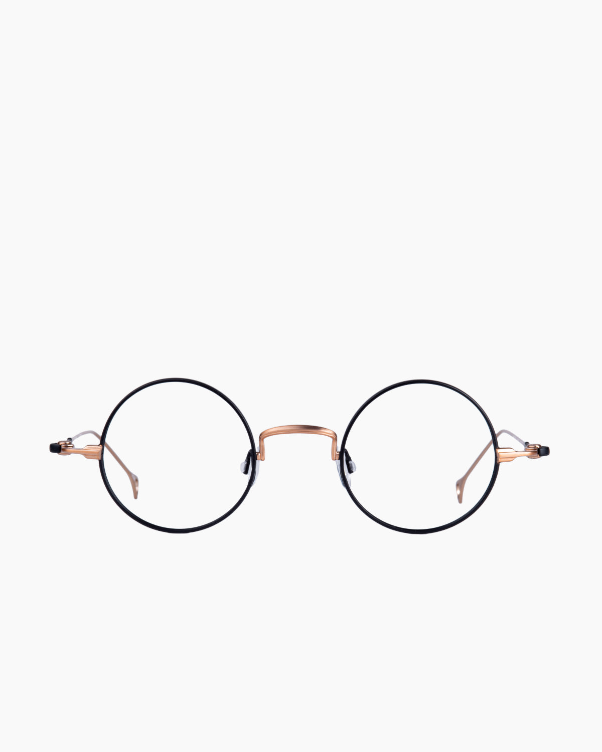 black metal round eyeglasses by Anne et Valentin model BOHEME, front view, lunettes de vue rond couleur Noir