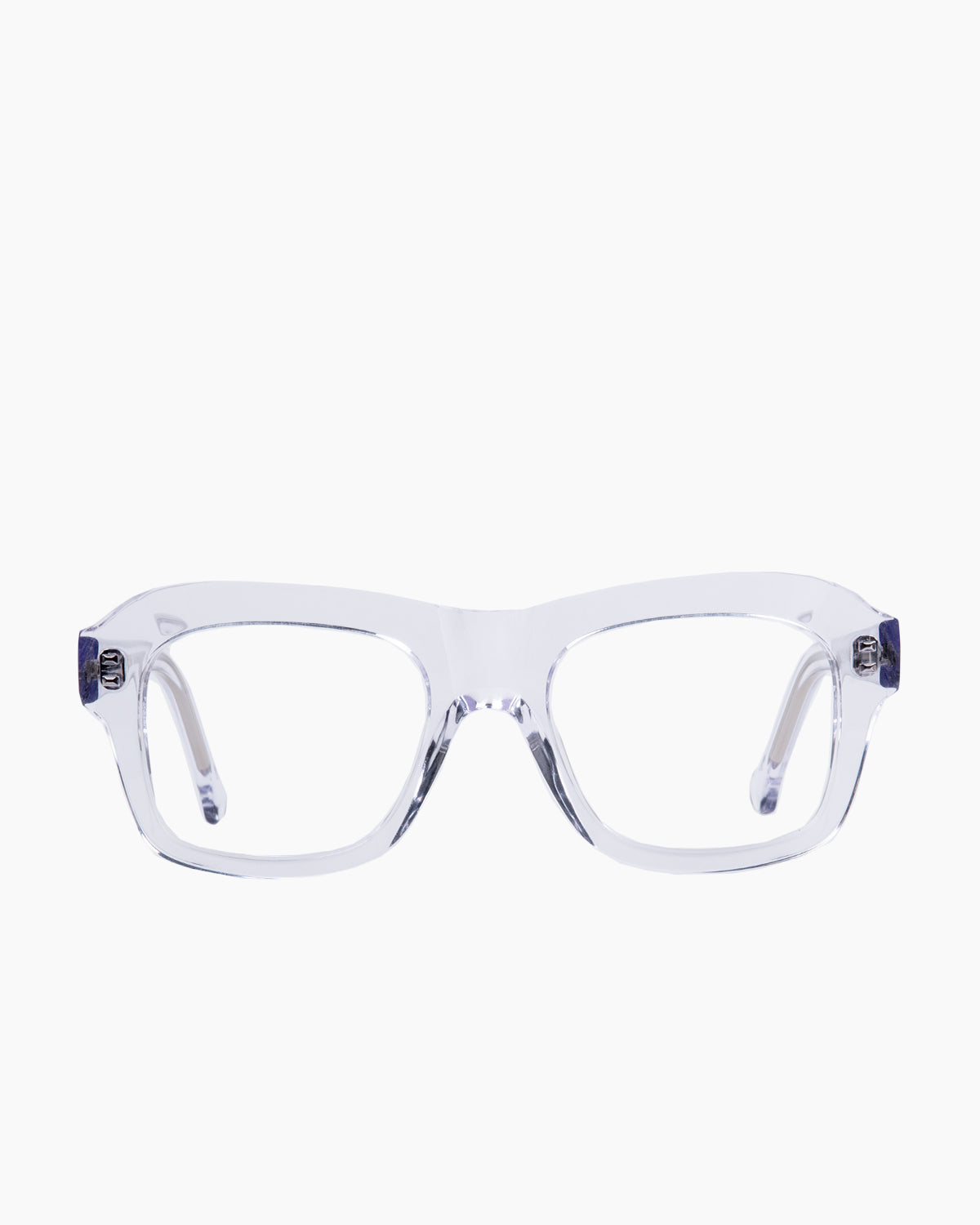 crystal plastic aviator eyeglasses by Marie-Sophie Dion model Arcand, front view, lunettes de vue aviateur couleur cristal