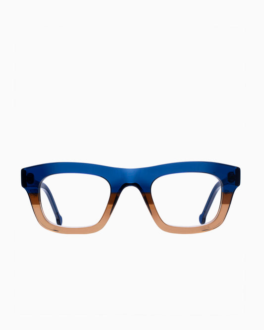 blue plastic rectangle eyeglasses by Marie-Sophie Dion model Hemingway, front view, lunettes de vue rectangle couleur Bleu