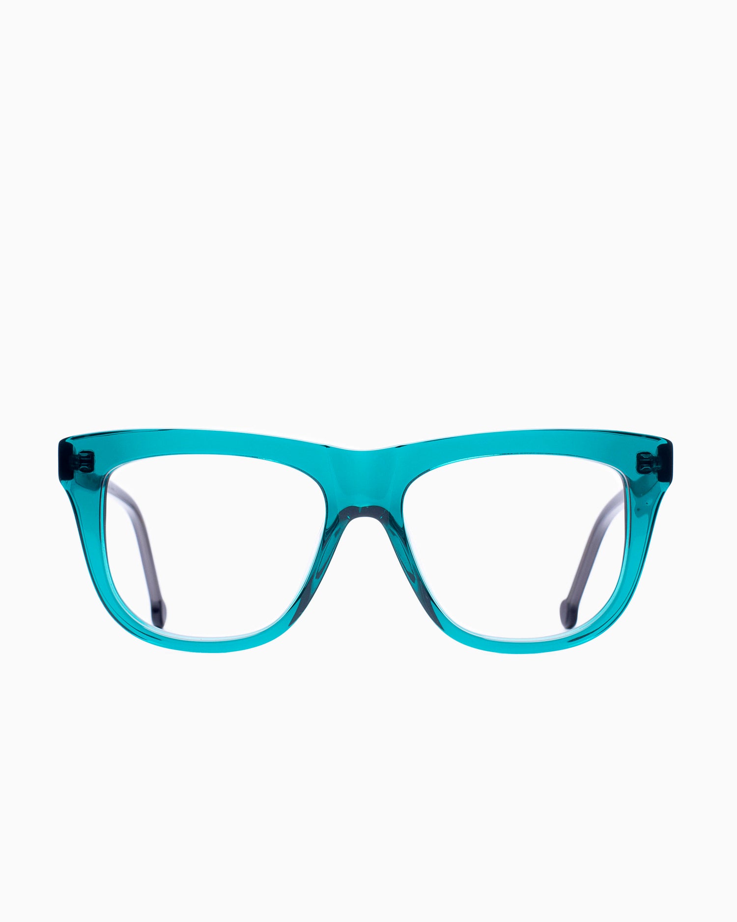 green plastic rectangle eyeglasses by Marie-Sophie Dion model Pepin, front view, lunettes de vue rectangle couleur Vert