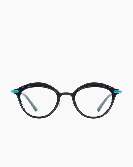 black metal cat eyeglasses by Bevel model Dreezy, front view, lunettes de vue chat couleur noir
