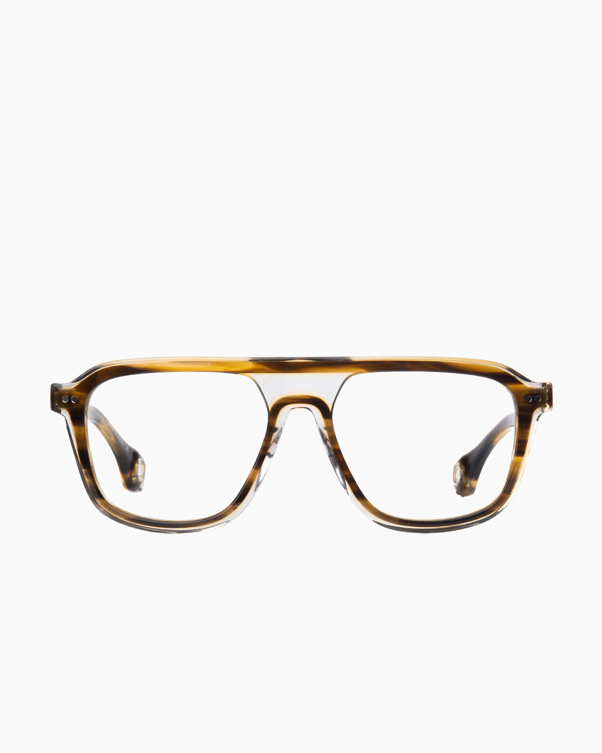 tortoise plastic aviator eyeglasses by Blake Kuwahara model Rietveld, front view, lunettes de vue aviateur couleur Écaille de tortue