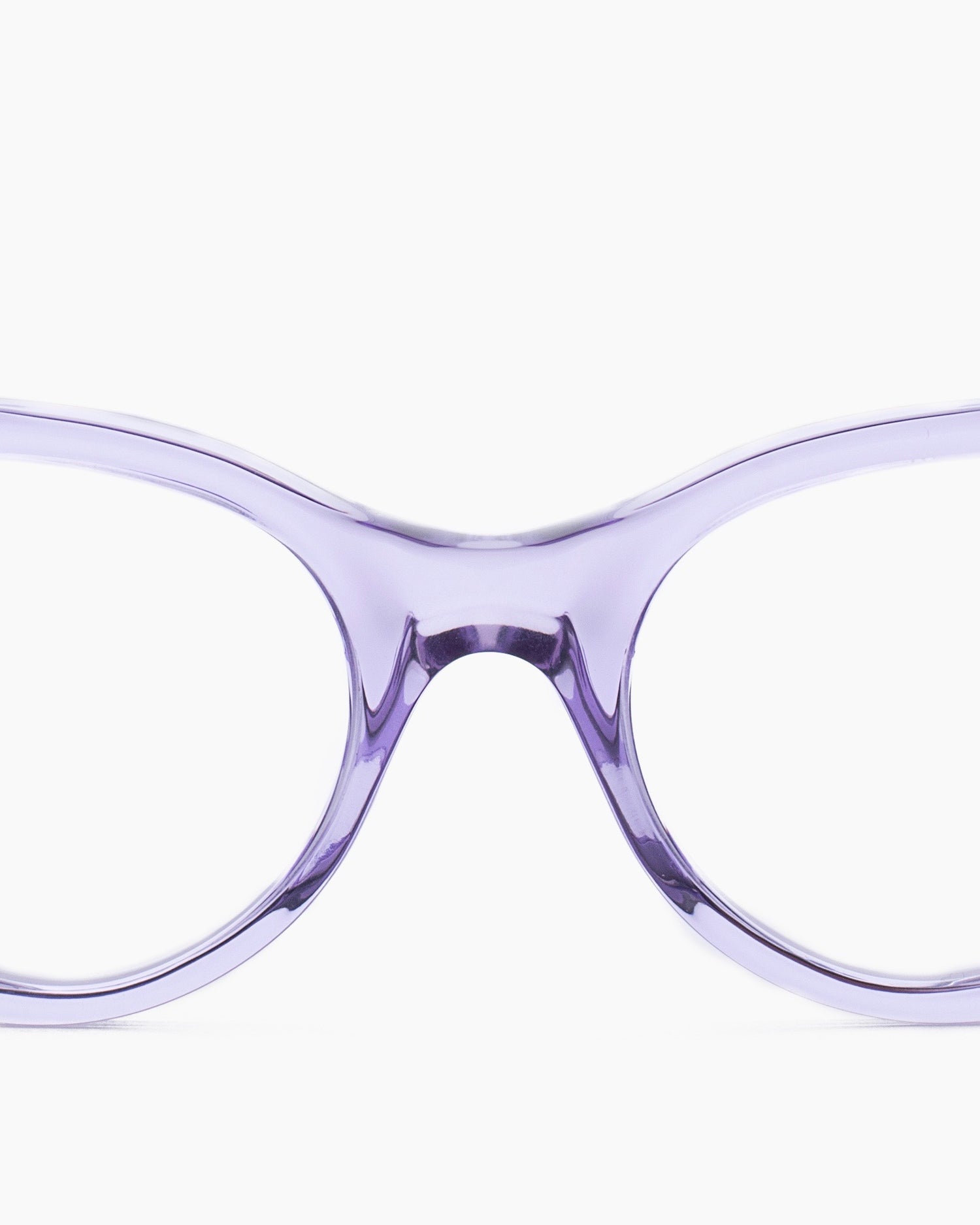purple plastic cat eyeglasses by Kirk&Kirk model Marilyn, front view, lunettes de vue chat couleur violet