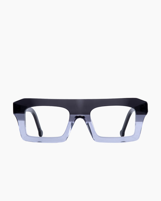 grey plastic rectangle eyeglasses by Marie-Sophie Dion model Boutros, front view, lunettes de vue rectangle couleur Gris