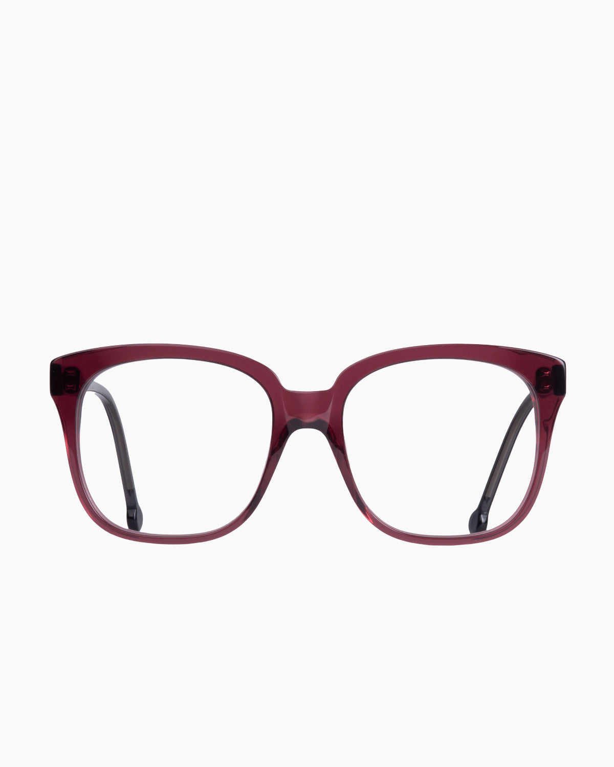 purple plastic rectangle eyeglasses by Marie-Sophie Dion model Vola, front view, lunettes de vue rectangle couleur violet