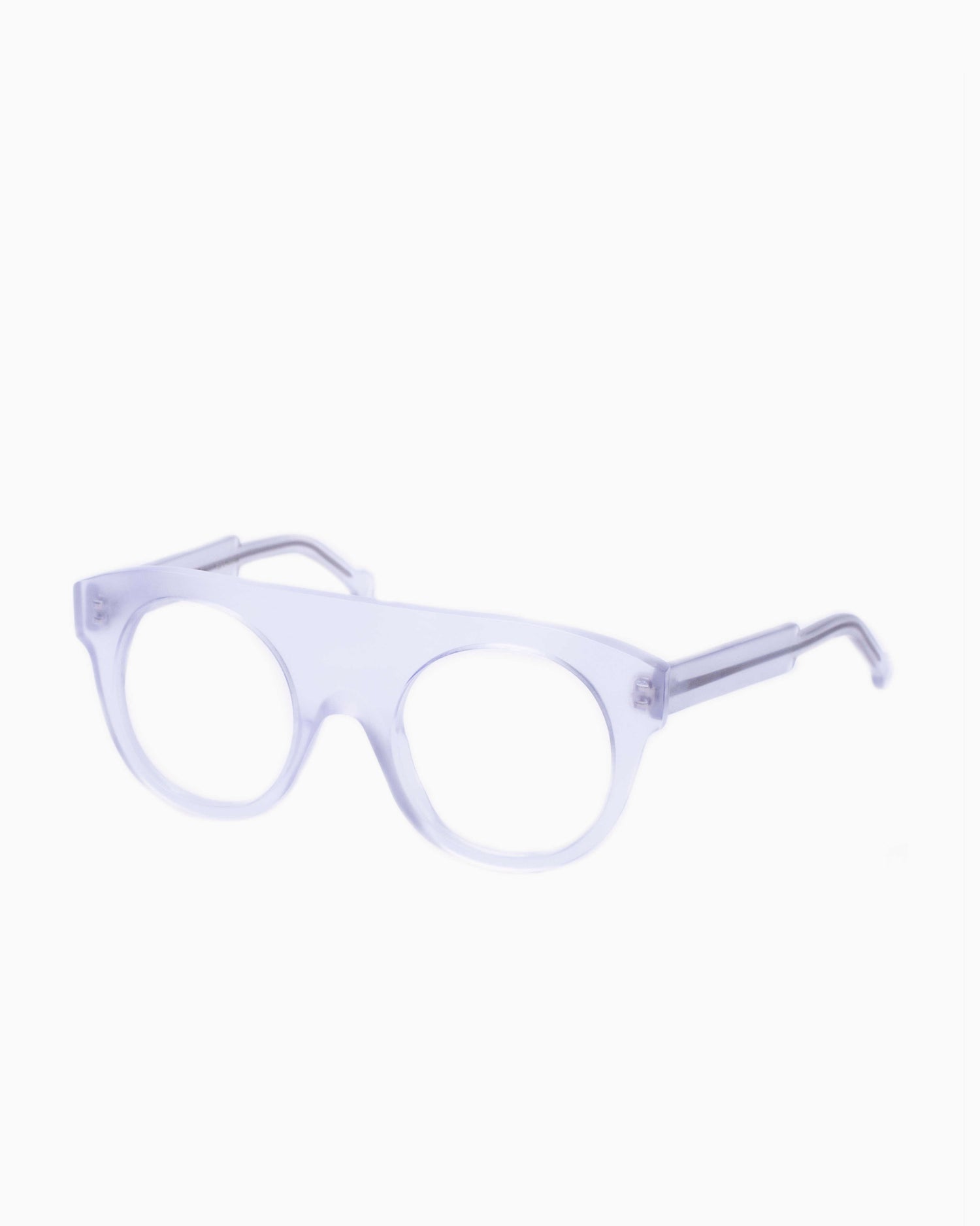 crystal plastic round eyeglasses by Marie-Sophie Dion model Buxton.S, front view, lunettes de vue rond couleur cristal