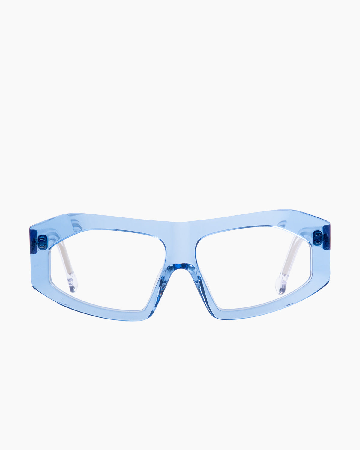 blue plastic rectangle eyeglasses by Marie-Sophie Dion model Marcos, front view, lunettes de vue rectangle couleur Bleu