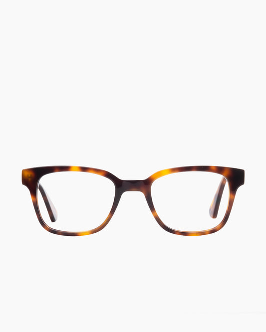 tortoise plastic rectangle eyeglasses by Evolve model Harper, front view, lunettes de vue rectangle couleur écaille de tortue
