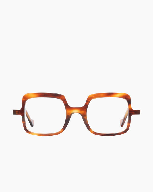 tortoise plastic rectangle eyeglasses by Anne et Valentin model athena, front view, lunettes de vue rectangle couleur écaille de tortue