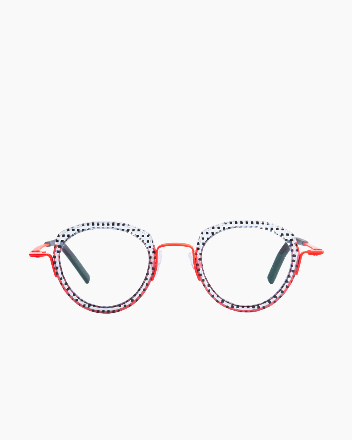 orange metal round eyeglasses by Theo model Spinach, front view, lunettes de vue rond couleur Orange