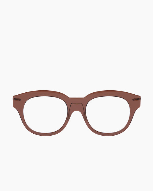 brown plastic oval eyeglasses by Monogram Marie-Sophie Dion model Belanger, front view, lunettes de vue ovale couleur Brun