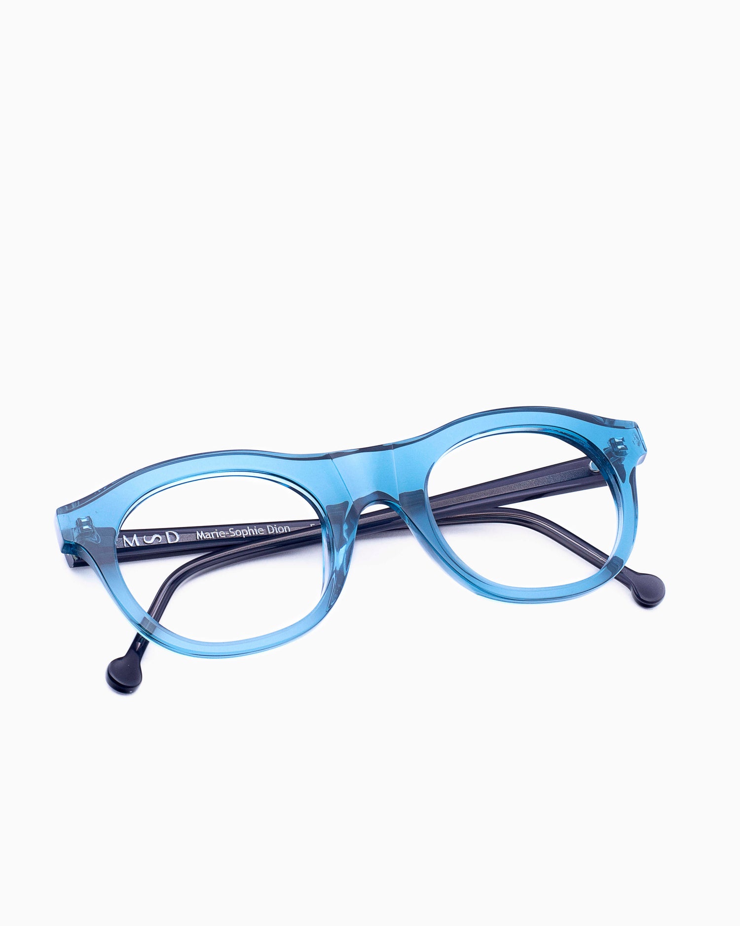 blue plastic oval eyeglasses by Marie-Sophie Dion model LEcuyer, front view, lunettes de vue ovale couleur Bleu