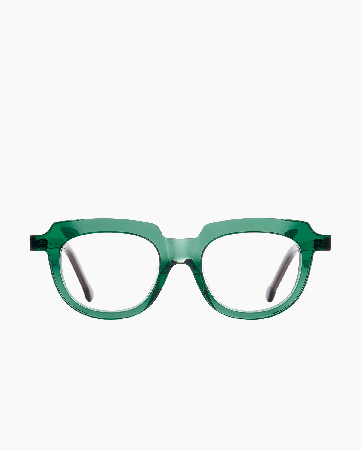 green plastic oval eyeglasses by Marie-Sophie Dion model Kova, front view, lunettes de vue ovale couleur vert