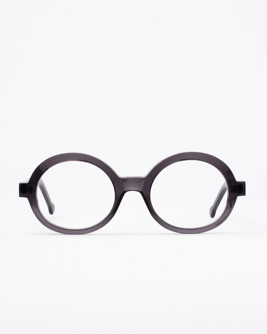 grey plastic oval eyeglasses by Marie-Sophie Dion model O'Malley, front view, lunettes de vue ovale couleur Gris