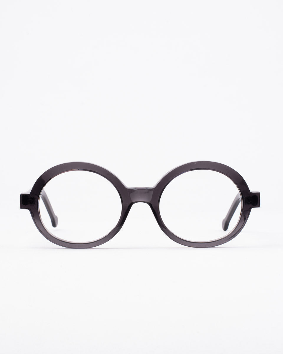 grey plastic oval eyeglasses by Marie-Sophie Dion model O'Malley, front view, lunettes de vue ovale couleur Gris