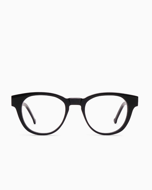 black plastic oval eyeglasses by Marie-Sophie Dion model Jean, front view, lunettes de vue ovale couleur Noir