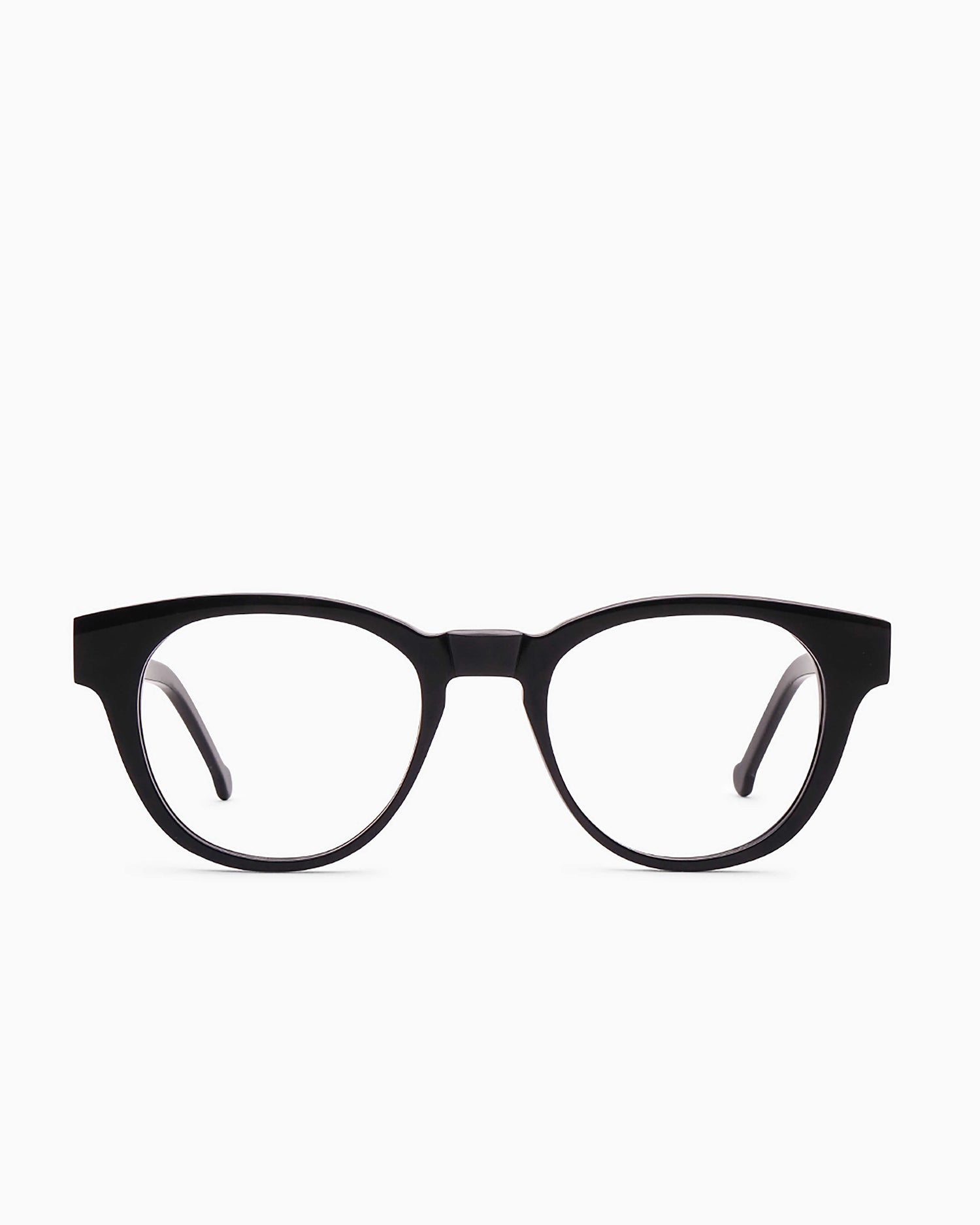 black plastic oval eyeglasses by Marie-Sophie Dion model Jean, front view, lunettes de vue ovale couleur Noir
