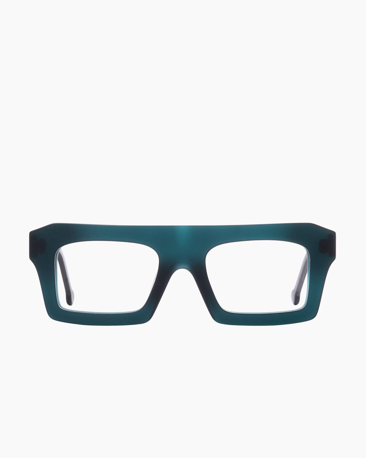 green plastic rectangle eyeglasses by Marie-Sophie Dion model Boutros, front view, lunettes de vue rectangle couleur vert