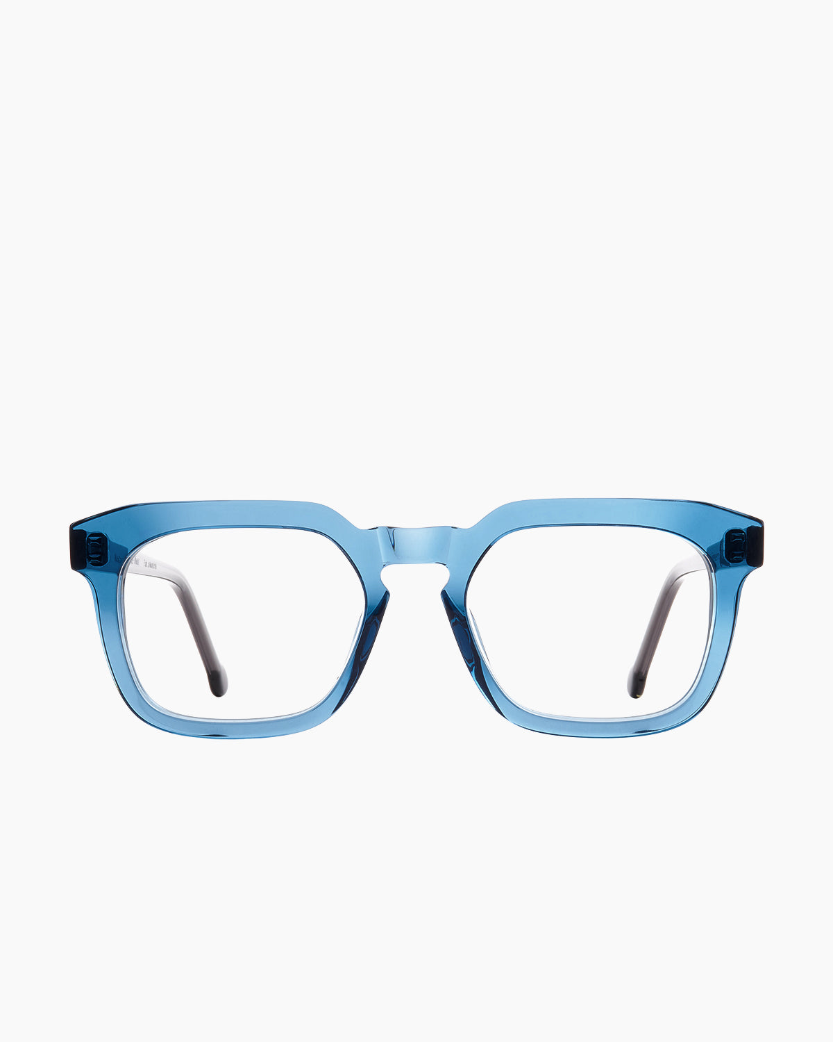 blue plastic rectangle eyeglasses by Marie-Sophie Dion model Etcheverry, front view, lunettes de vue rectangle couleur bleu