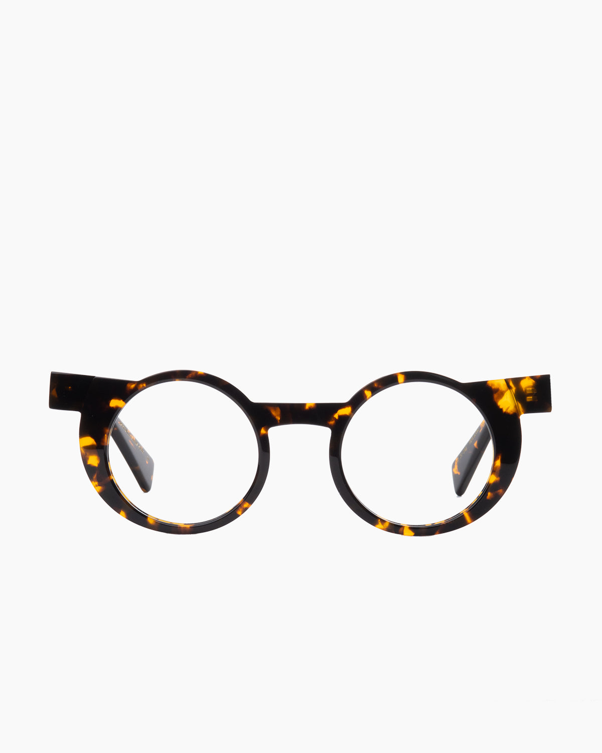 tortoise plastic round eyeglasses by Gamine model Fukushima, front view, lunettes de vue rond couleur écaille de tortue