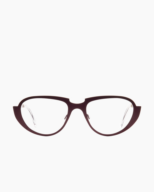 burgundy metal aviator eyeglasses by Theo model A Present, front view, lunettes de vue aviateur couleur bourgogne