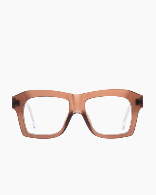 brown plastic rectangle eyeglasses by Marie-Sophie Dion model Dussault, front view, lunettes de vue rectangle couleur Brun