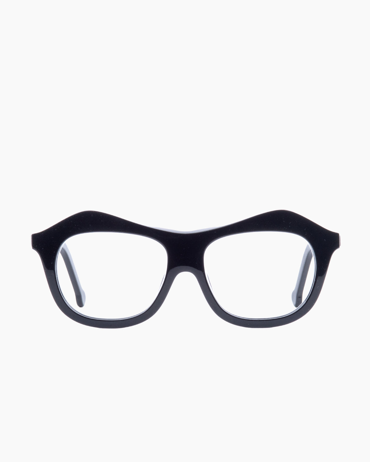 black plastic aviator eyeglasses by Marie-Sophie Dion model Archambault, front view, lunettes de vue aviateur couleur Noir