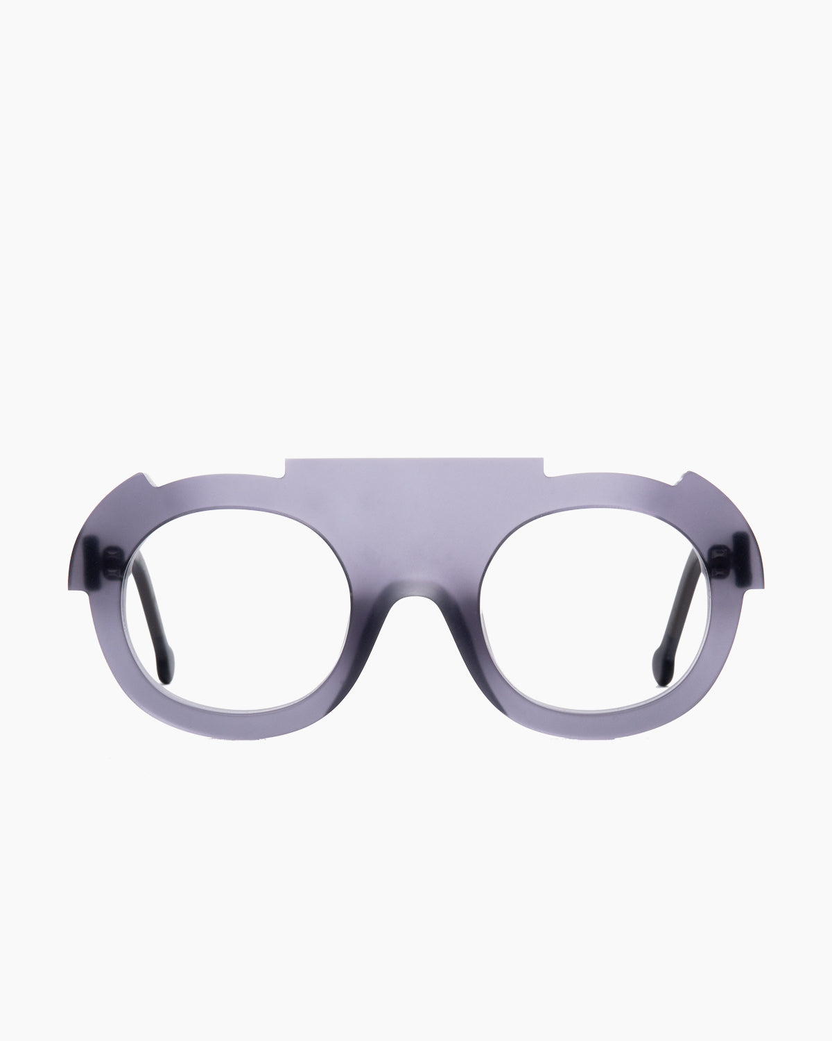 grey plastic round eyeglasses by Marie-Sophie Dion model Biron, front view, lunettes de vue rond couleur gris