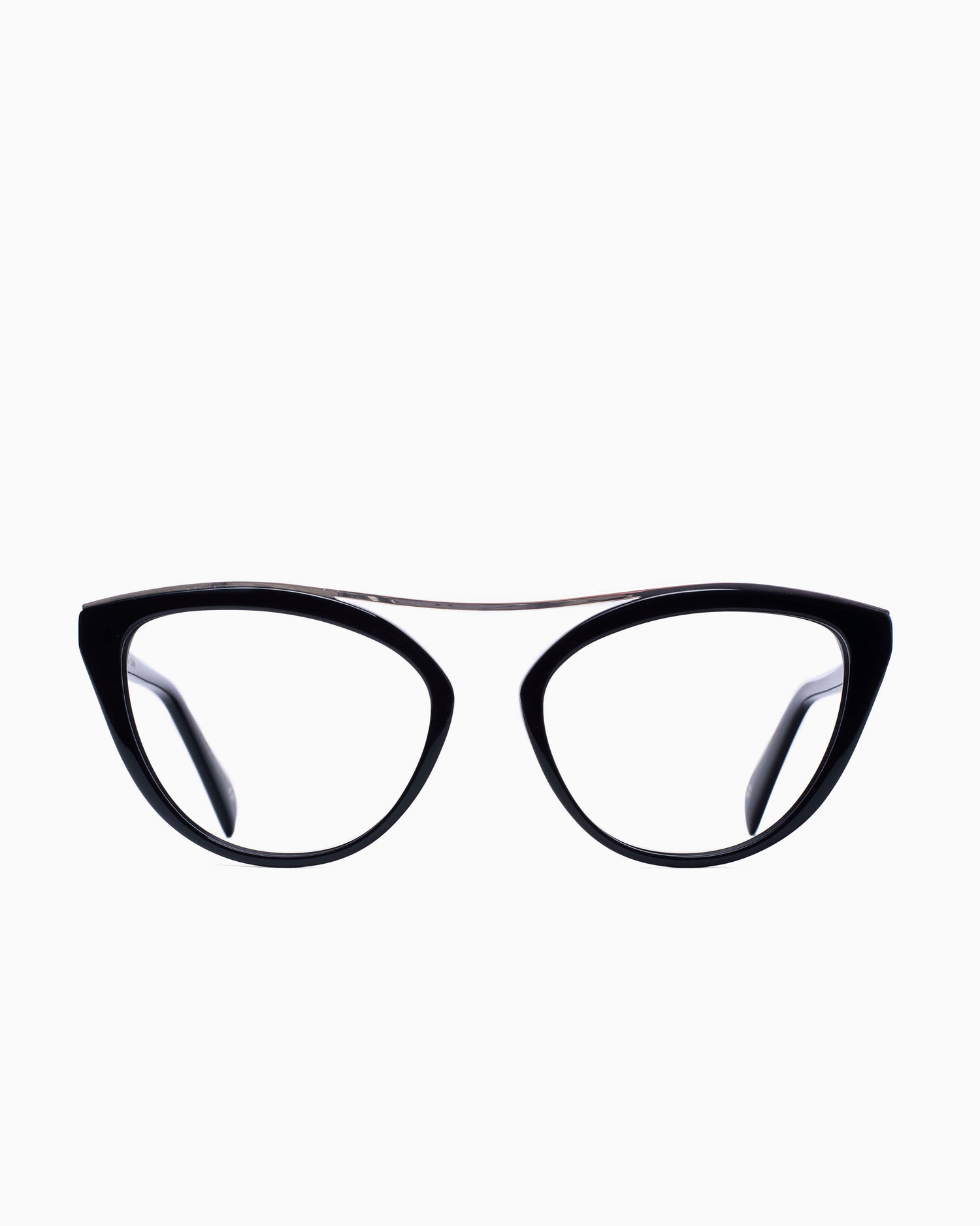 black plastic cat eyeglasses by William Morris model Charley, front view, lunettes de vue  couleur Noir