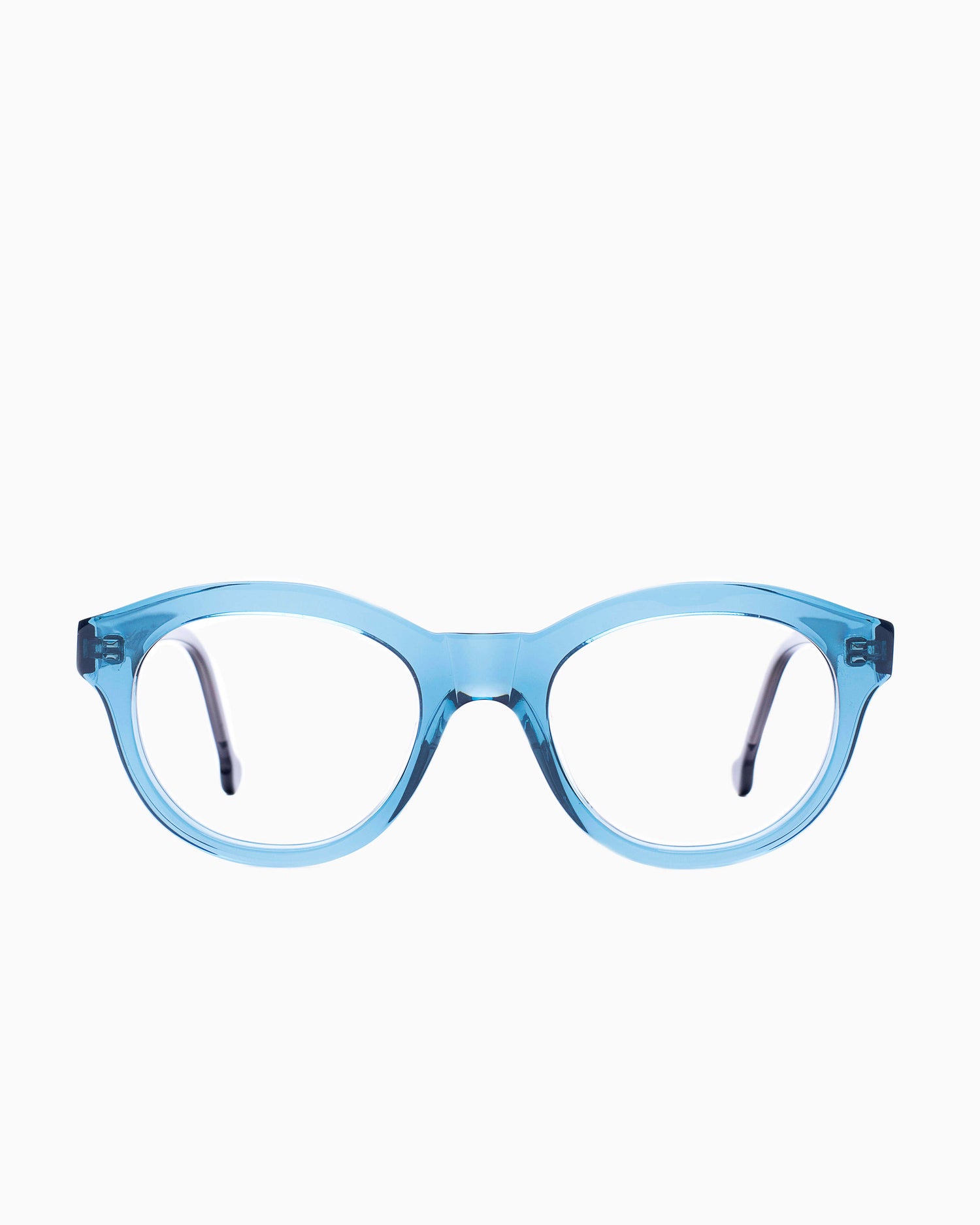 blue plastic oval eyeglasses by Marie-Sophie Dion model Claus, front view, lunettes de vue ovale couleur Bleu