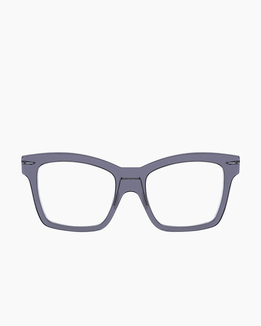 grey plastic rectangle eyeglasses by Monogram Marie-Sophie Dion model Wellesley, front view, lunettes de vue rectangle couleur Gris