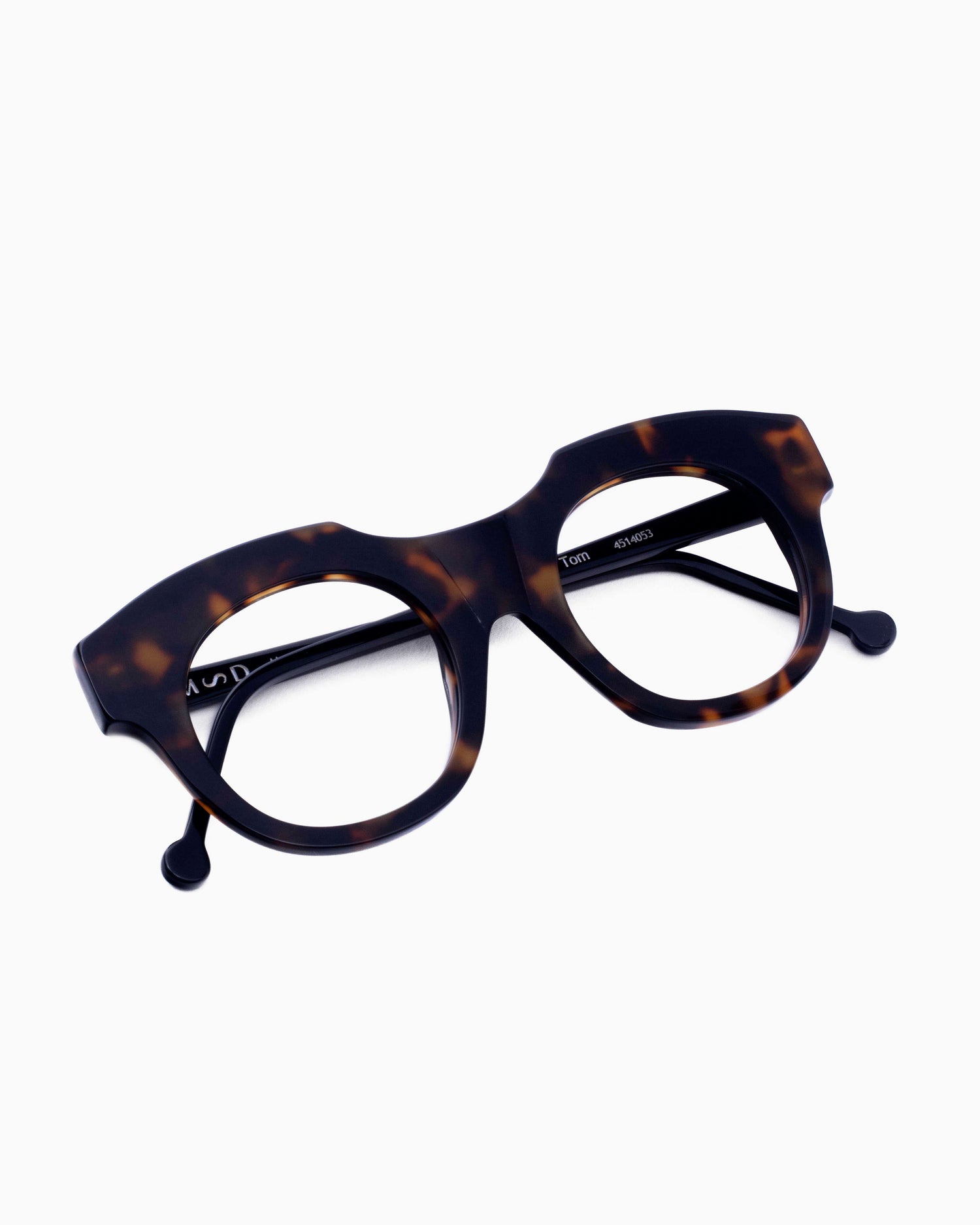 tortoise plastic round eyeglasses by Marie-Sophie Dion model Genest, front view, lunettes de vue rond couleur Écaille de tortue