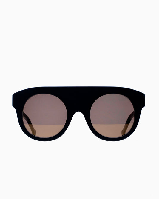 black plastic aviator  sunglassesby Marie-Sophie Dion model BuxtonS, front view, lunettes de vue aviateur couleur Noir
