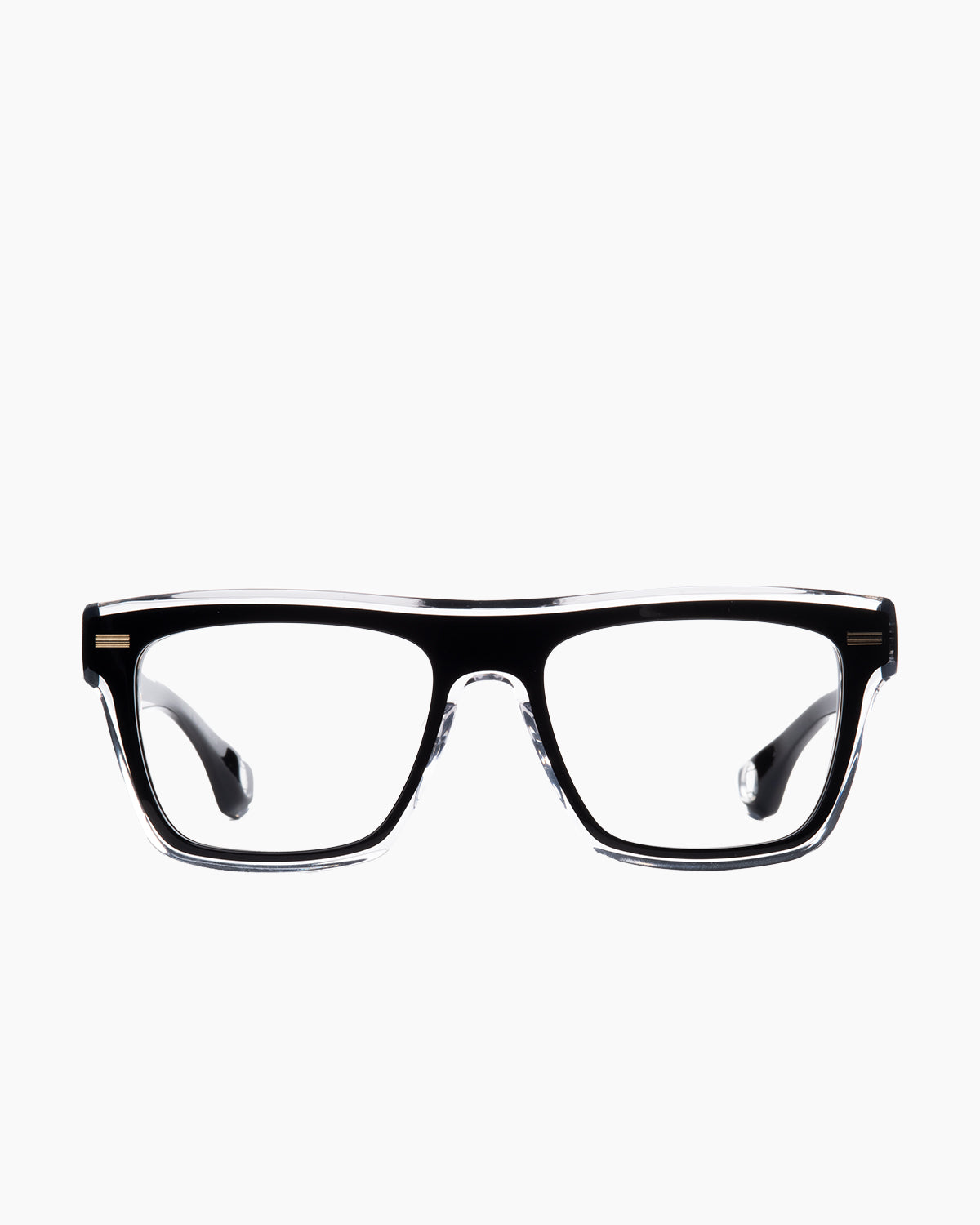 black plastic rectangle eyeglasses by Blake Kuwahara model Erickson, front view, lunettes de vue rectangle couleur noir