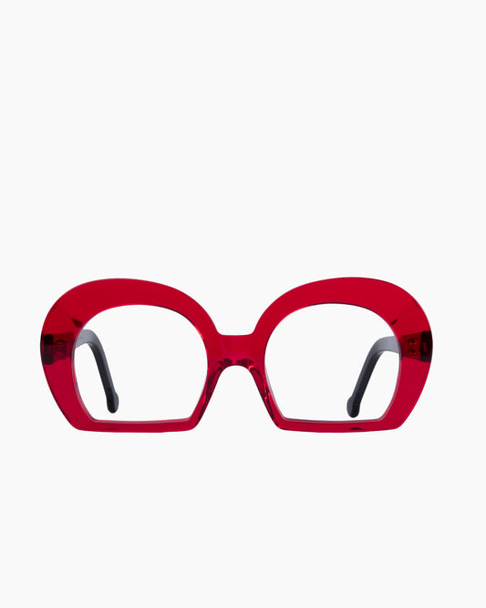 pink plastic oval eyeglasses by Marie-Sophie Dion model Distasio, front view, lunettes de vue ovale couleur rose
