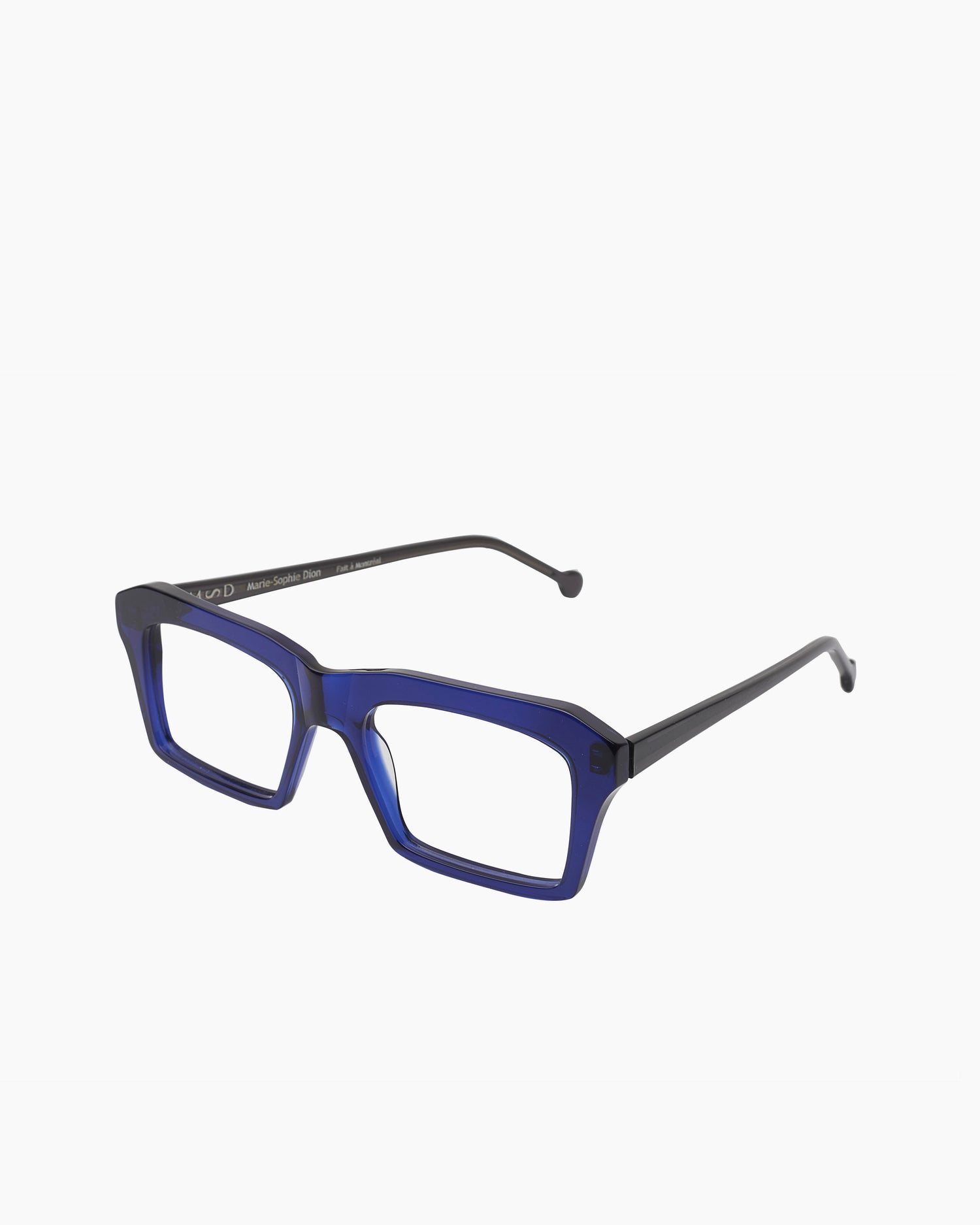 blue plastic rectangle eyeglasses by Marie-Sophie Dion model Kirk, front view, lunettes de vue rectangle couleur Bleu
