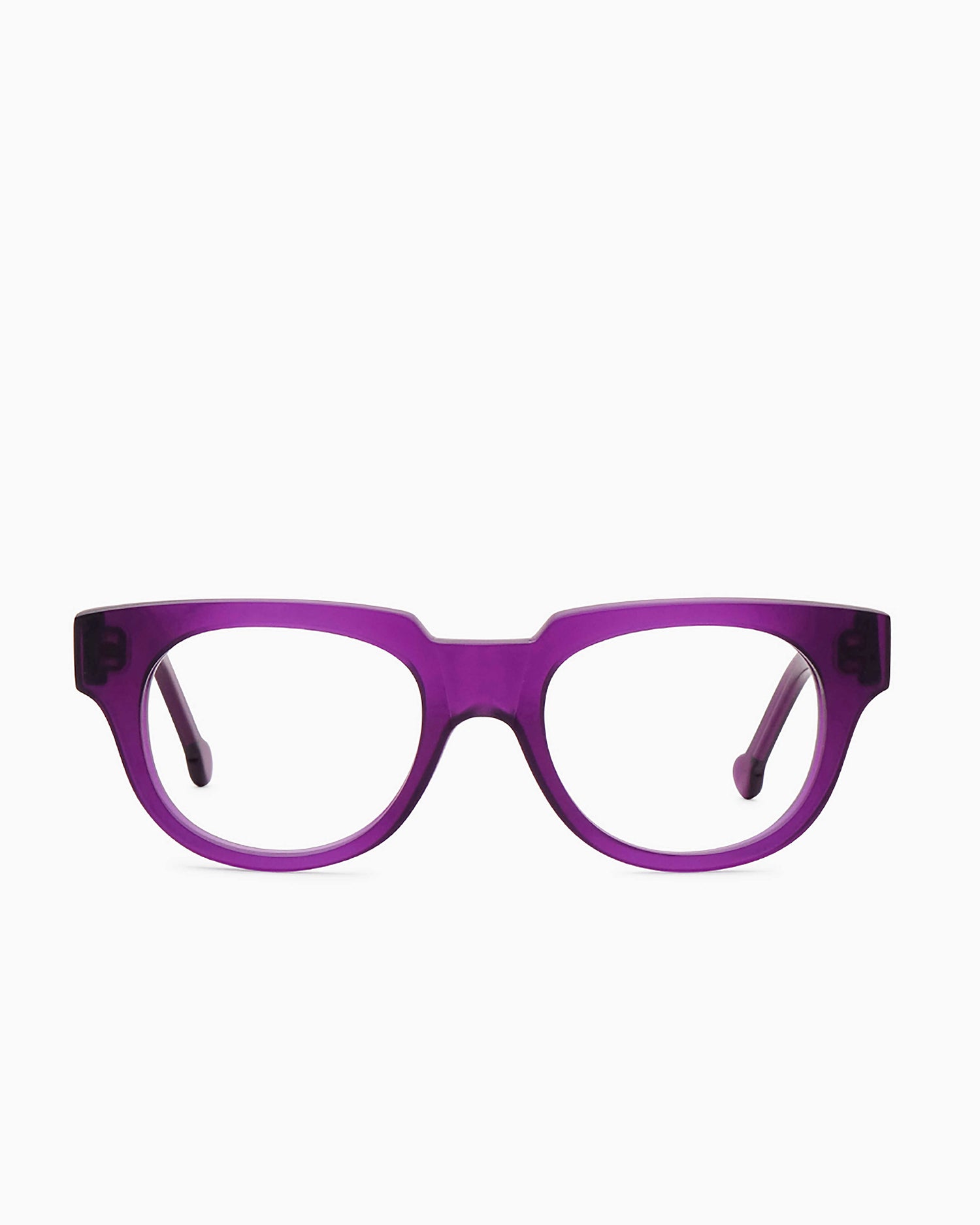 purple plastic oval eyeglasses by Marie-Sophie Dion model Coste, front view, lunettes de vue ovale couleur violet