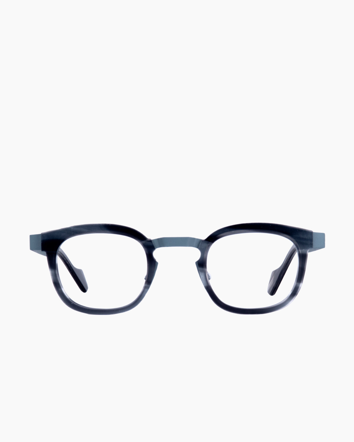grey metal rectangle eyeglasses by Anne et Valentin model Owen, front view, lunettes de vue rectangle couleur Gris