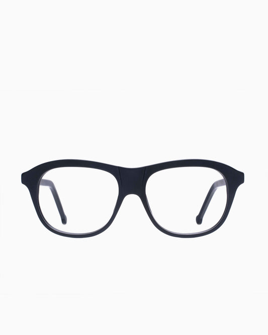 black plastic aviator eyeglasses by Marie-Sophie Dion model Vega, front view, lunettes de vue aviateur couleur Noir
