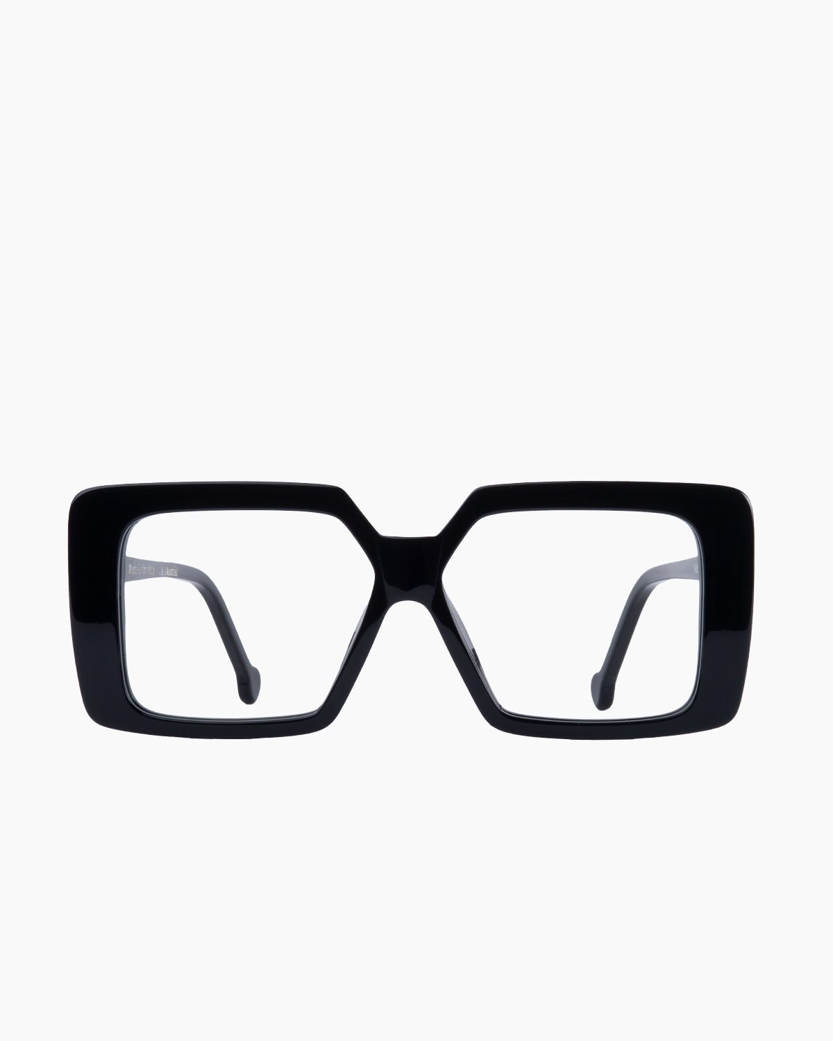 black plastic rectangle eyeglasses by Marie-Sophie Dion model Volta, front view, lunettes de vue rectangle couleur Noir