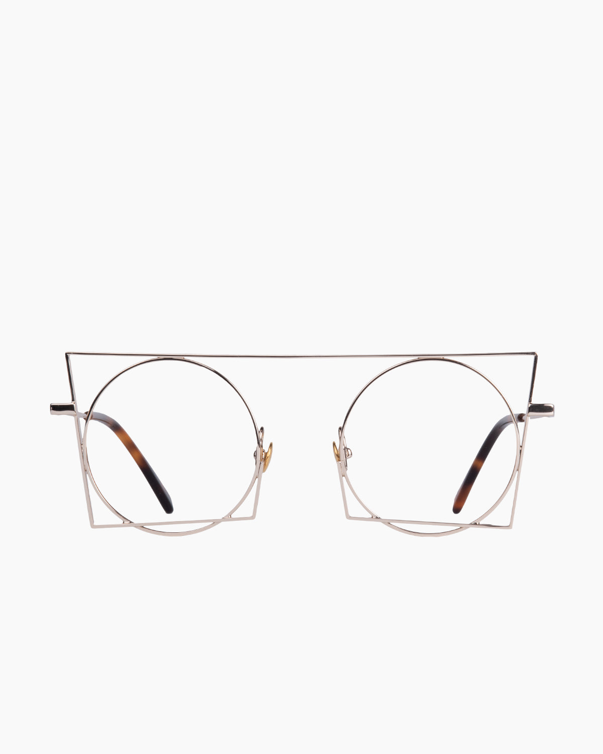 gold metal round eyeglasses by Gamine model Florentin, front view, lunettes de vue rond couleur or