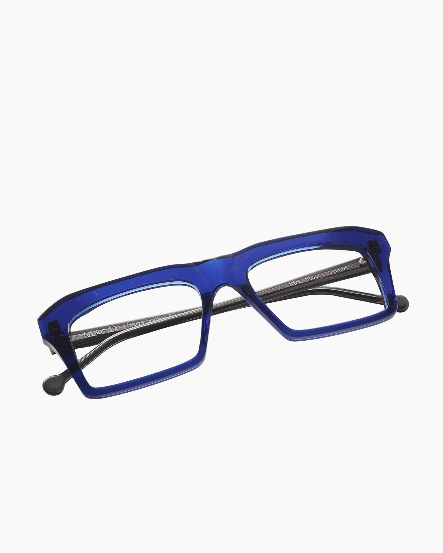 blue plastic rectangle eyeglasses by Marie-Sophie Dion model Kirk, front view, lunettes de vue rectangle couleur Bleu
