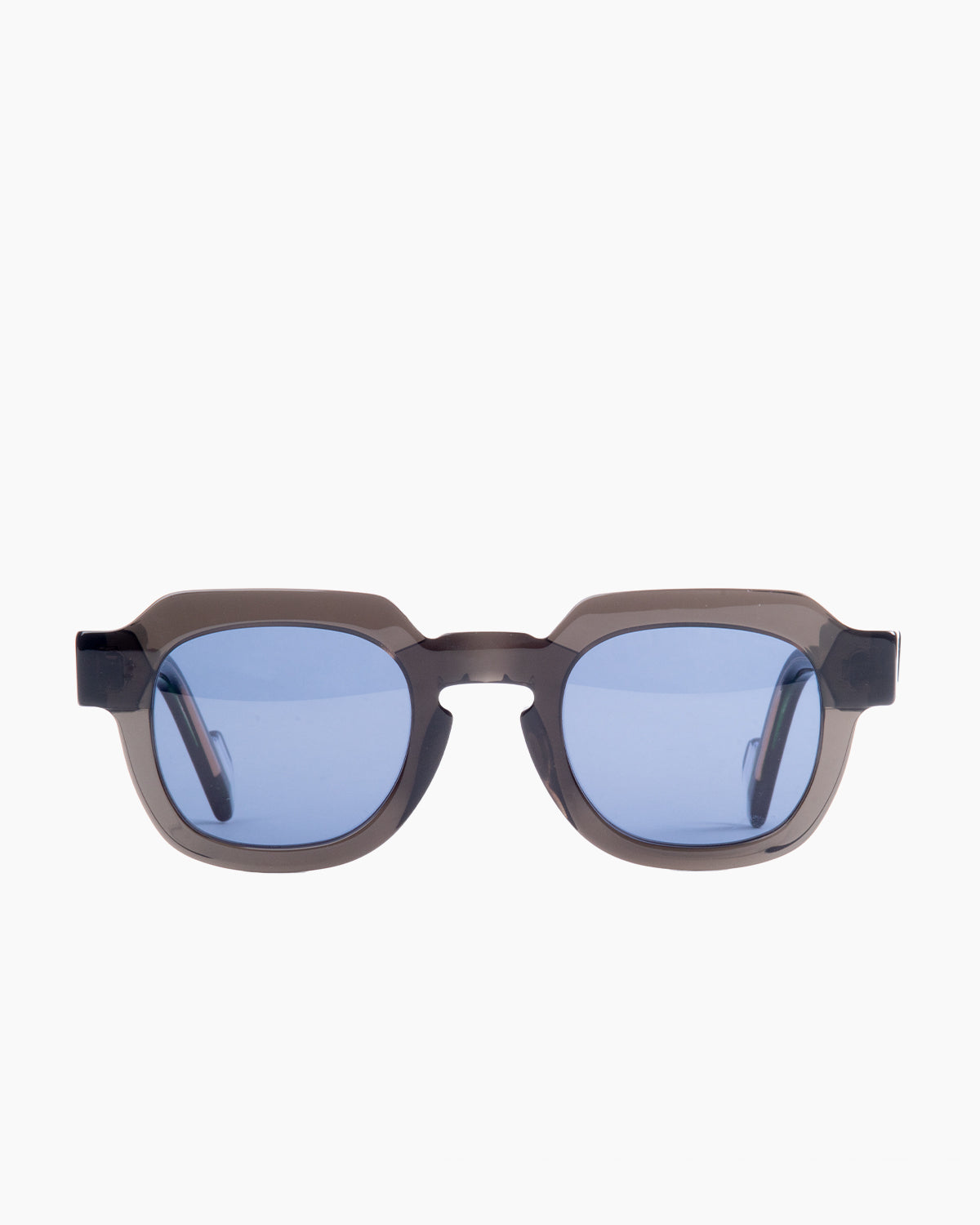 grey plastic rectangle  sunglassesby Anne et Valentin model wright, front view, lunettes de vue rectangle couleur Gris